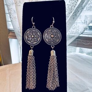 Elegant Silver Tassel Earrings